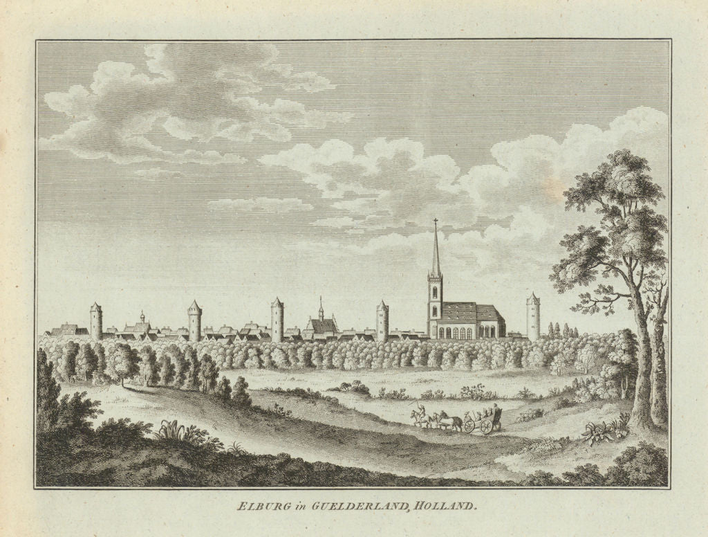 View of Elburg in Guelderland, Holland. Gelderland 1787 old antique print